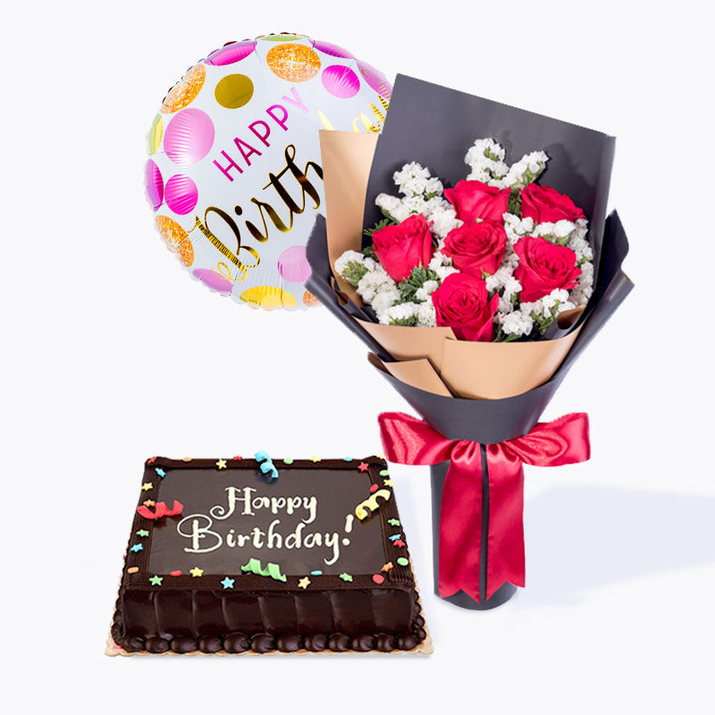 Buy/Send Black Forest Cake with Red Roses Online- Winni | Winni.in